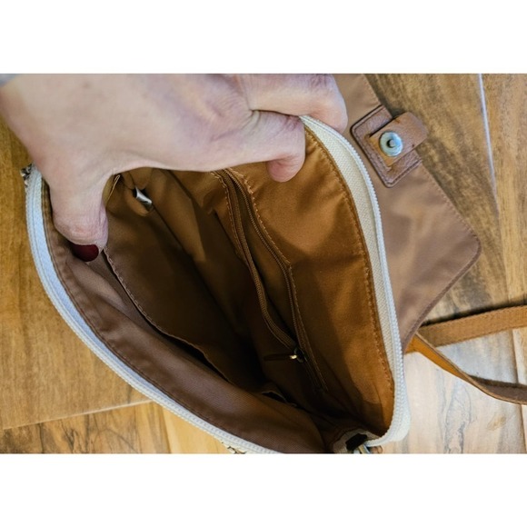 Fossil‎ Textile n Cowhide soft leather crossbody. Beige. Boho. Hippie. Romantic. - Picture 9 of 13